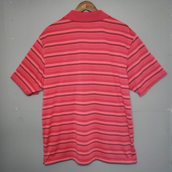 PGA Tour Polo Short Sleeve Red Black Stripe Size X-Large 100% Polyester - Picture 2 of 3